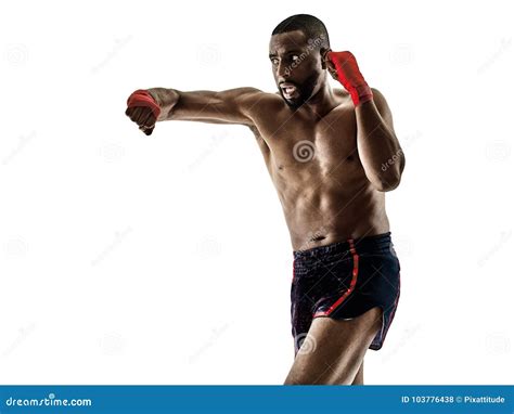 Muay Thai Kickboxing Kickboxer Thai Boxing Man Isolated Stock Photo