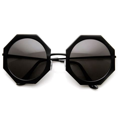 Womens Oversized Full Metal Geometric Octagonal Sunglasses Octagon