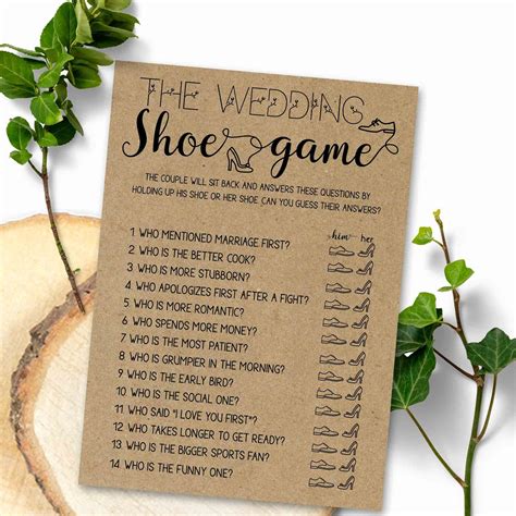 The Wedding Shoe Game Bridal Shower Games Printable Bridal Etsy