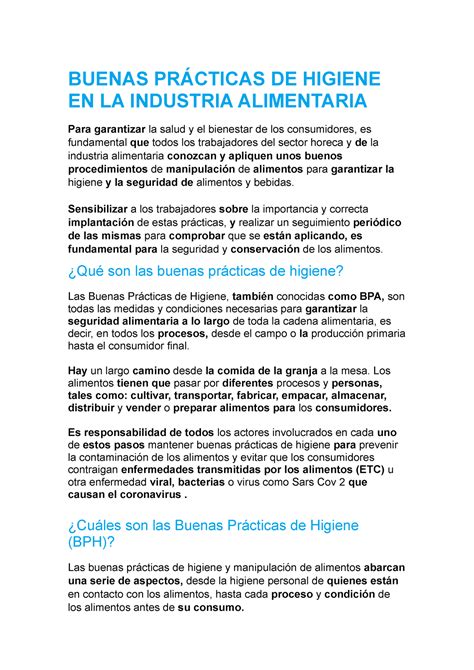 Buenas Pr Cticas De Higiene En La Industria Alimentaria Buenas Pr Cticas De Higiene En La