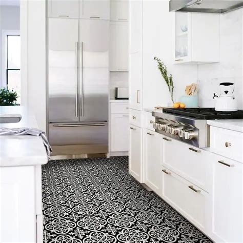 Smart tiles vintage bilbao black white mosaic peel and stick backsplash tile diy. FloorPops 20-Piece 12-in x 12-in Black Peel and Stick ...
