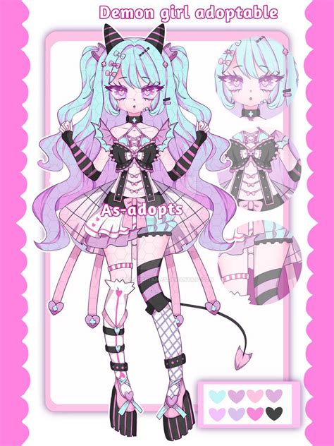 Pastel Goth Demon Adoptable Closed By As Adoptables On Deviantart