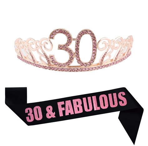 Buy 30th Brithday Pink Tiara And Sash Glitter Satin 30 And Fabulous Sash
