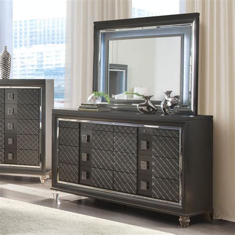 Acme Furniture Sawyer Glam Dresser With 2 Jewelry Drawers And Mirror W