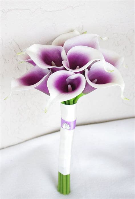 Purple And White Cala Lily Bouquet Purple Wedding Bouquets Flower