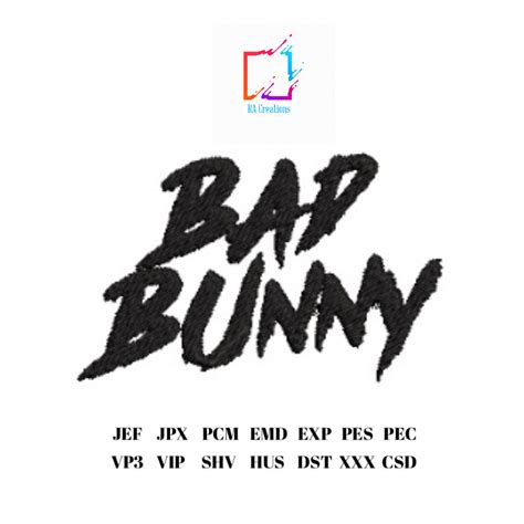 Bad Bunny Font Embroidery Design I N S T A N T D O W N L O A Etsy