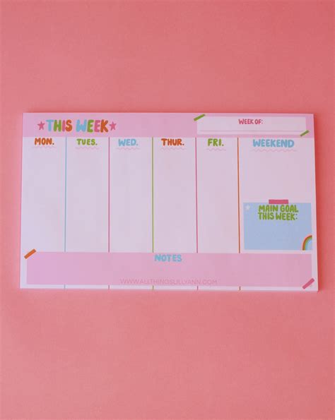 Weekly Planner Notepad All Things Lilly Ann