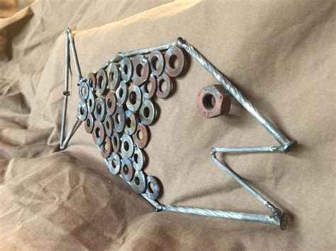 Welded Scrap Metal Fish Made With Old Nails Bolts And Washers