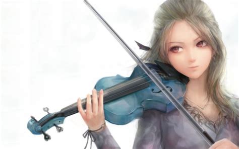 Anime Girls White Background Violin Wallpapers Hd Desktop And