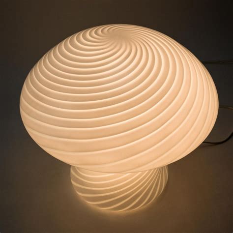 Italian Design Swirled Glass Mushroom Table Lamp By Vetri Murano 1960s