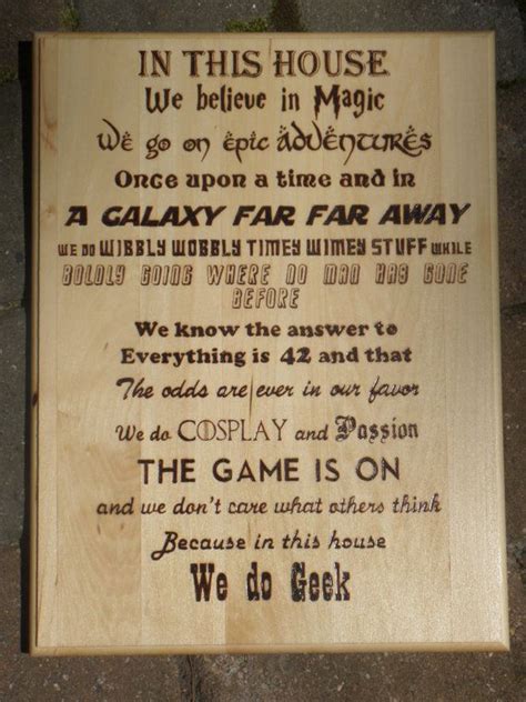 In This House We Do Geek Woodburned Sign Lord Of The Rings Harry