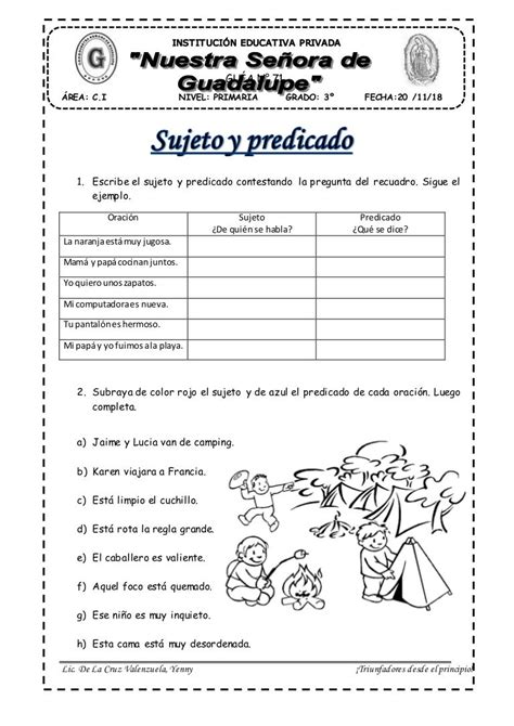 Sustantivos Adjetivos Verbos Sujeto Y Predicado Worksheet Images Images