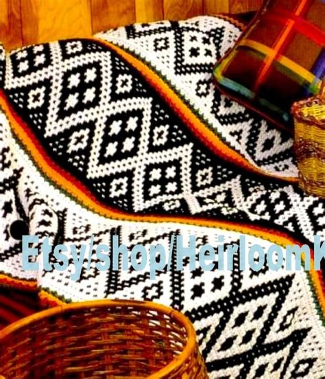 Southwest Afghan Blanket Vintage Crochet Pattern Native Etsy