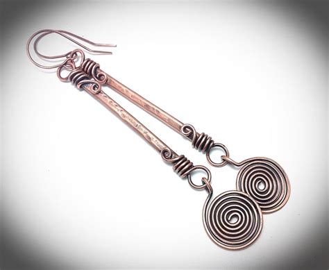 Copper Earring Wire Jewelry Copper Wirewrapped Stick Etsy