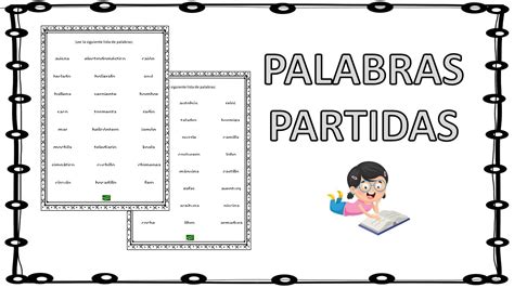 Lista De Palabras Partidas Para Trabajar La Velocidad Lectora