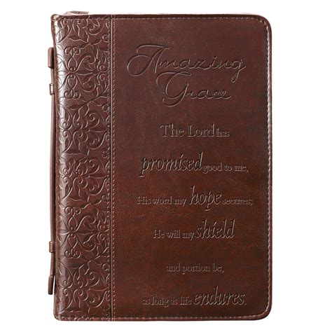 Amazing Grace Brown Luxleather Bible Cover Medium Free Delivery