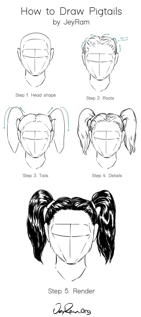 How To Draw Hair In Pigtails Step By Step Tutorial For Beginners How