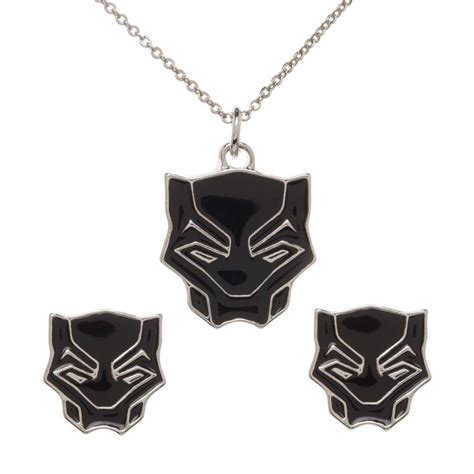 Bioworld Black Panther Jewelry Necklace Earring Set Marvel Comics