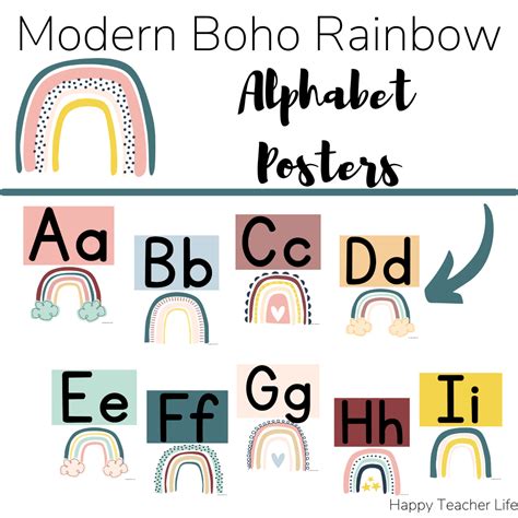These Modern Boho Rainbow Alphabet Posters Will Be A Great Addition To