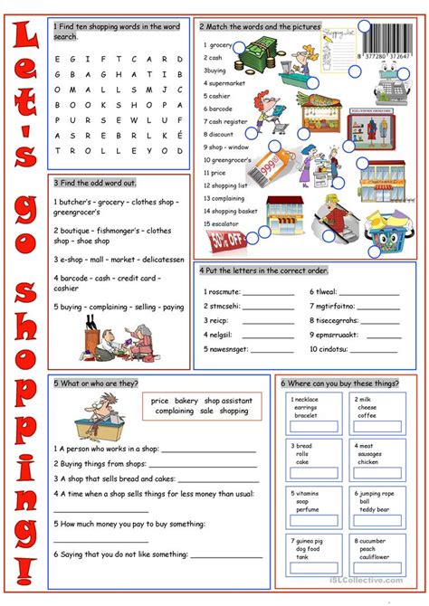 We did not find results for: Shopping Vocabulary Exercises - English ESL Worksheets for ...