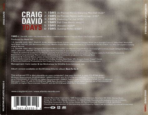 Highest Level Of Music Craig David 7 Days Cdm 2002