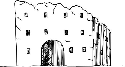 Vintage Ruined Building Coloring Page Colouringpages