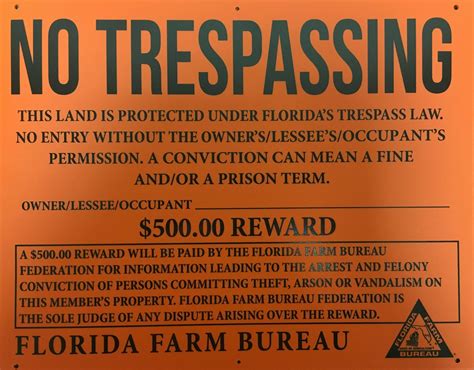 no trespassing signs florida farm bureau
