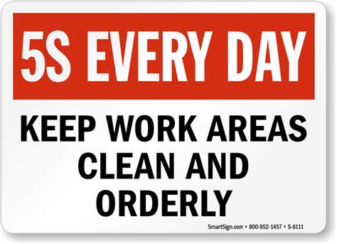 5s Every Day Keep Work Areas Clean And Orderly Sign Sku