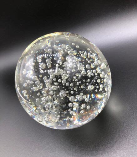 Paperweight Clear Art Glass Trapped Sporadic Bubbles Polished Bottom