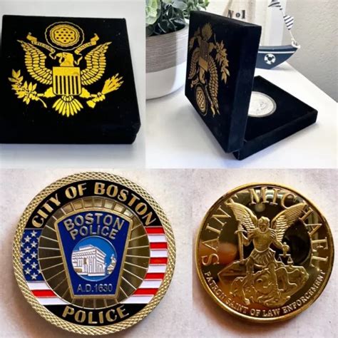 City Of Boston Police Dept Challenge Coin With Special Velvet Case 19