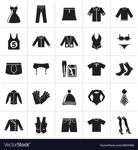 Black Clothing And Fashion Collection Icons Vector Image