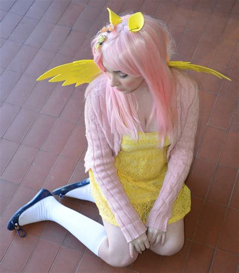 483756 safe artist lochlan o neil character fluttershy species human cleavage clothing