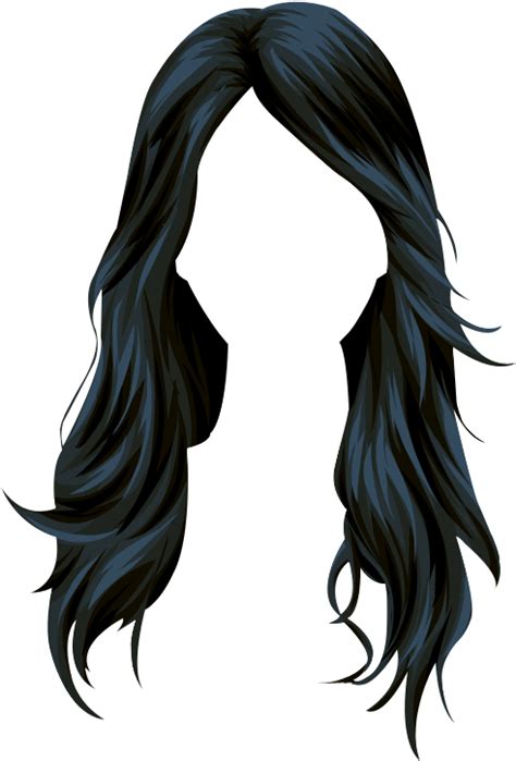 Wig Stardoll Long Hair Vector Black Clipart Black Hair Clipart Png