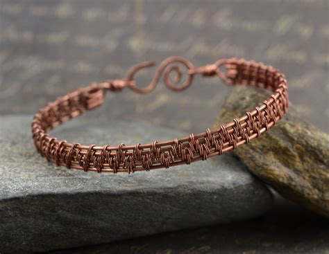 Copper Wire Woven Bracelet For Men Or Women Rustic Wire Weave Etsy In