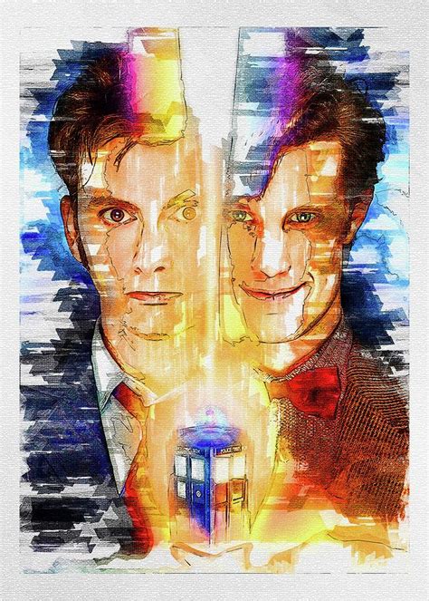 My Tv Show Doctor Who David Tennant Matt Smith Painting Artwork Drawing