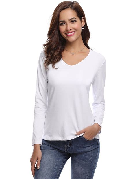 Long Sleeve Cotton V Neck T Shirts House For Rent