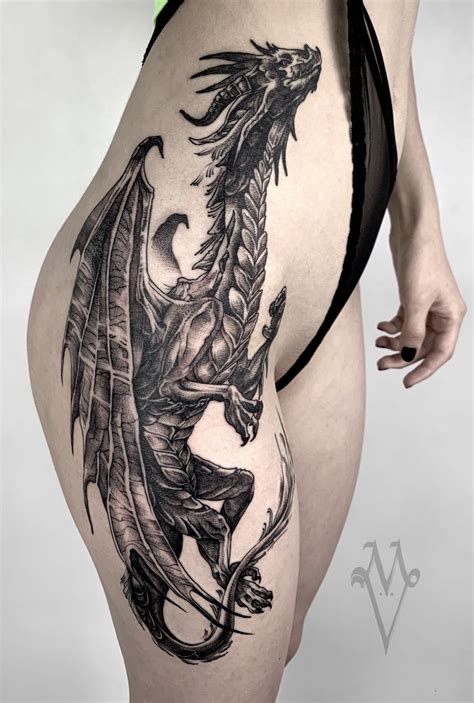 4.5 out of 5 stars. Tattoo uploaded by Marvoy | Dragon tattoo, thigh tattoo ...