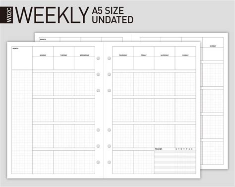 Printable Weekly Planner Insert Filofax A5 Size Wo2p