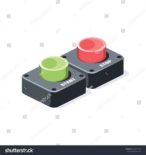 Start Stop Buttons Vector 3d Isometric Stock Vector Royalty Free