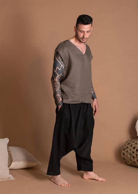 Unisex Linen Harem Pants Summer Linen Skirts Pants Shantima