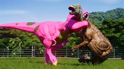 Barney T Rex Vs All Herbivores Dinosaurs Jurassic World Evolution