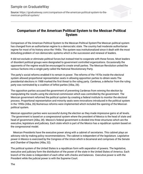 ⇉comparison Of The American Political System To The Mexican Political