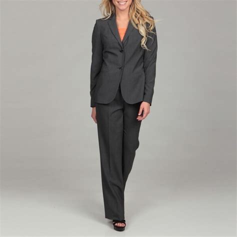 Calvin Klein Womens Charcoal Two Button Pant Suit 14084352