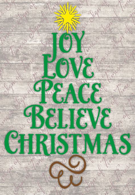 Christmas Svg Dfx Png Joy Love Peace Believe Cricut Etsy