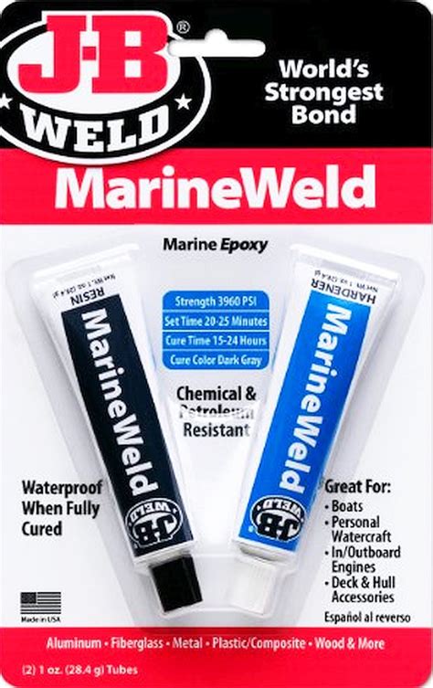 J B Weld Marineweld Marine Epoxy 2 Part Glue Metal Fiberglass Wood