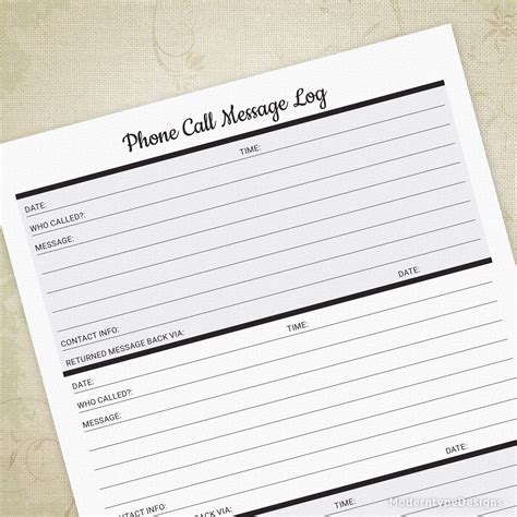 Phone Call Message Log Printable Voicemail Tracker Answering Etsy