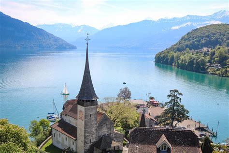 Spiez And Oberhofen Castles Are Two Medieval Keeps By Lake Thun In