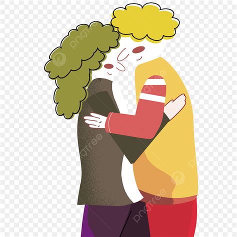Hugging Couple Png Picture Cartoon Colorful Sweet Hugging Couple
