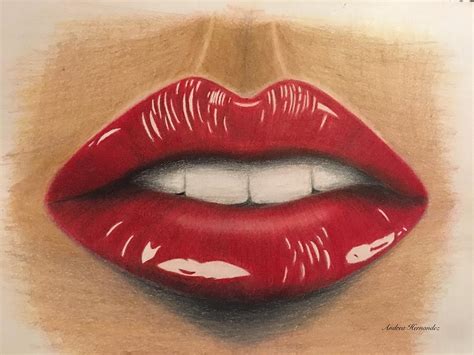 Glossy Lips Drawing By Andrea Hernandez