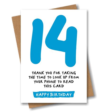 14th Birthday Card Funny Joke For 14 Year Old Etsy Uk
